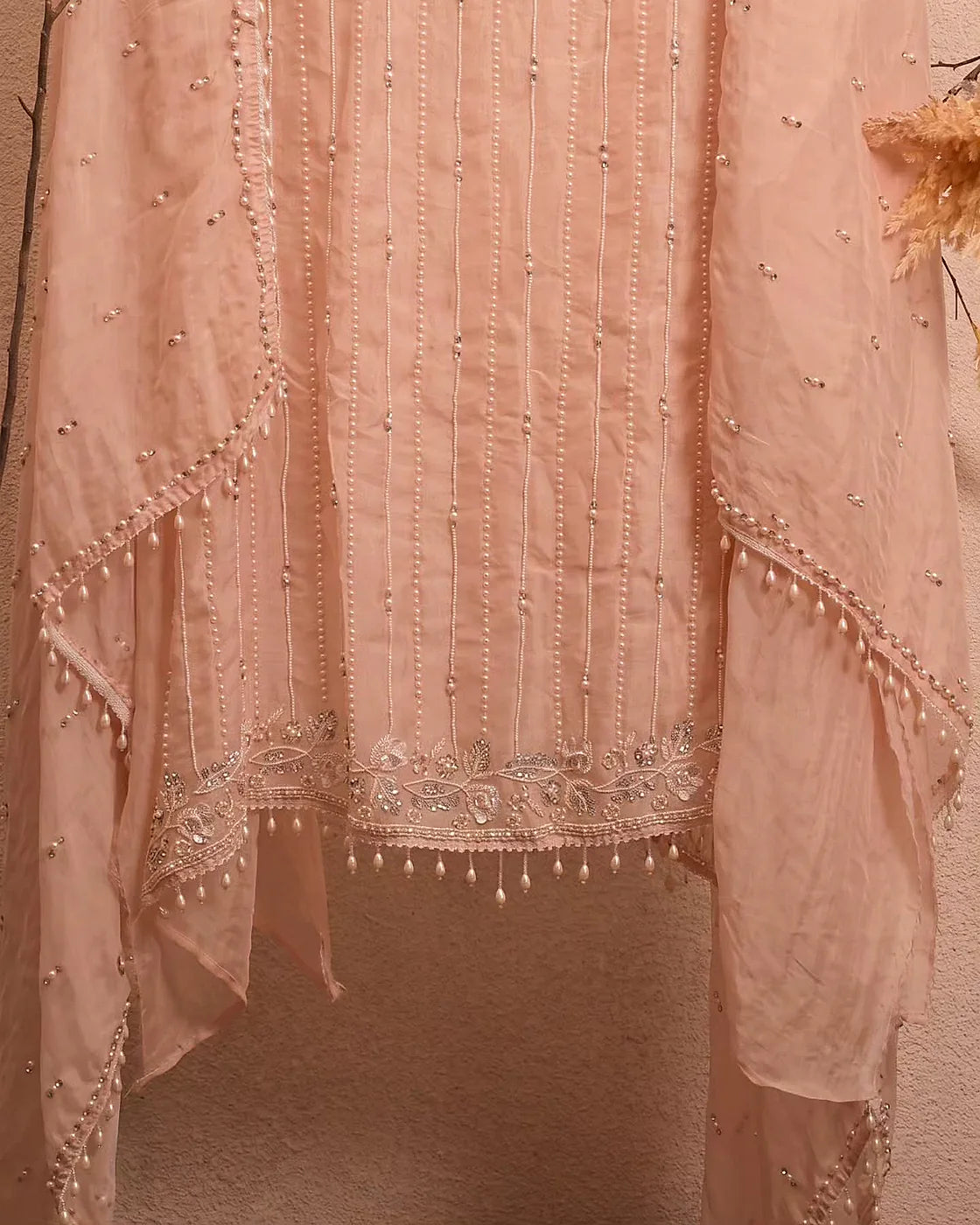 Peach Fine Ornamental Suit Design