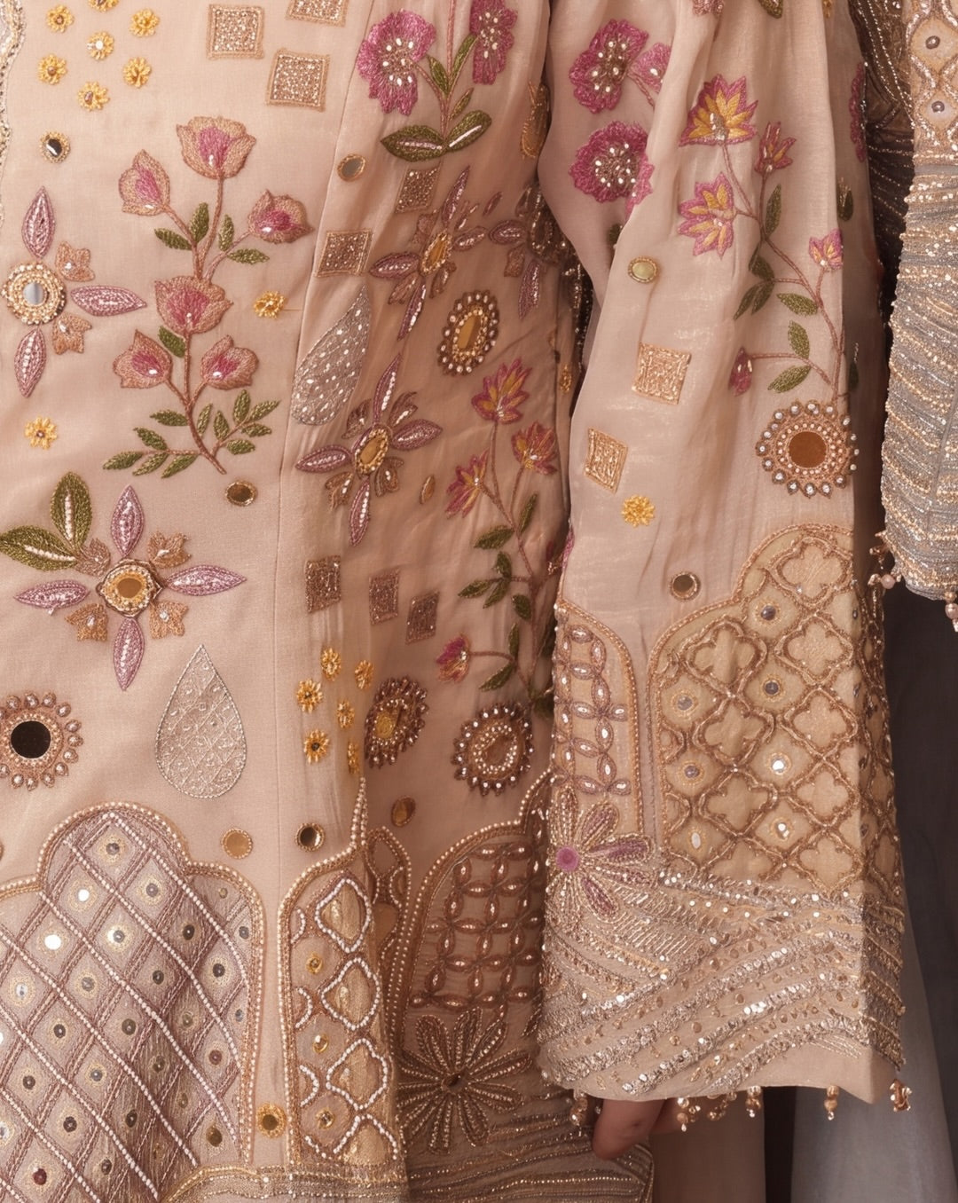 Gul: blush pink embroidered suit set, view 3