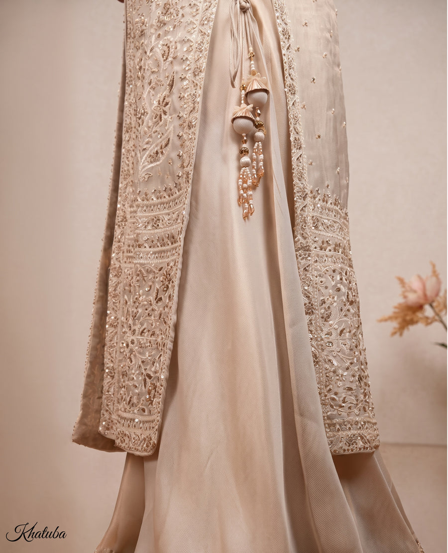 Heritage: champagne embellished suit set, view 2