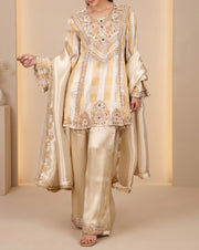 Legacy: champagne embroidered suit set, view 3