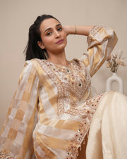 Legacy: champagne embroidered suit set, view 4