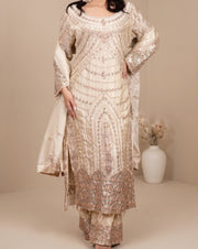 Artistry: ivory embroidered suit set, view 1