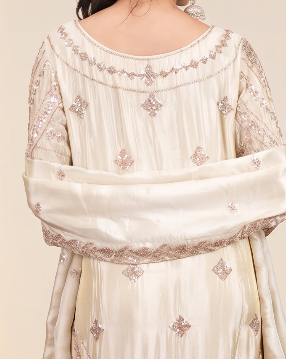 Artistry: ivory embroidered suit set, view 6