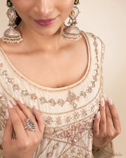 Artistry: ivory embroidered suit set, view 5