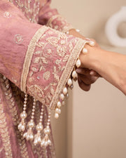 Rosewood Regal Suit Set: rose pink anarkali set, view 5