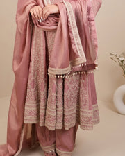 Rosewood Regal Suit Set: rose pink anarkali set, view 4