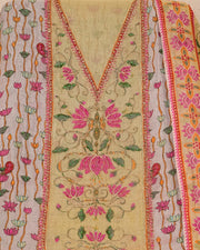 Ivory Pink Botanical Stripe Suit Design