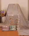 Taupe Metallic Floral Suit Design