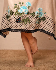 Ivory and Black Dotted Floral Suit Design