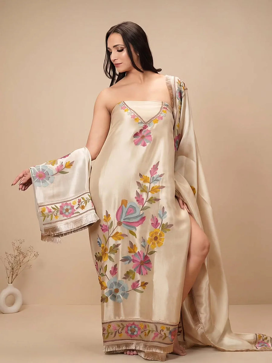 Ivory Watercolour Floral Suit Design