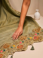 Sage Floral V-Neck Panel Suit Design