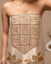 Champagne Geometric Panel Suit Design