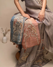 Taupe Paisley Motif Suit Design