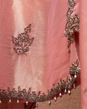 Rose Pink Dark Floral Motif Suit Design