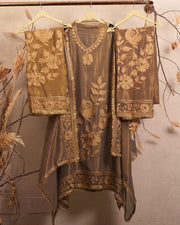 Taupe Gold Botanical Border Suit Design