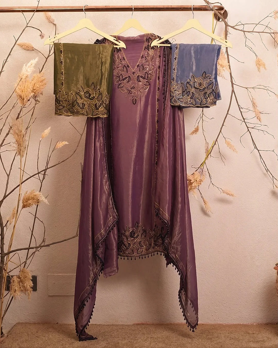 Deep Plum Floral Hem Suit Design