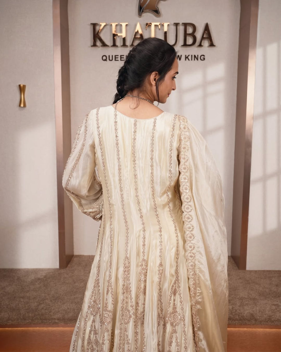 Ivory Embellished Anarkali Suit Set