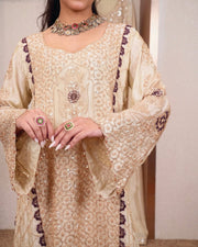 Ivory and Plum Embellished Suit
